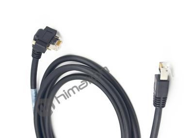 High Flex Right Angle RJ45 GIGE Camera Cable , Gigabit Internet Cable with Thumbscrew Lock