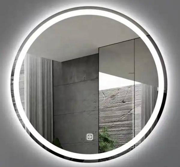 Silver Round Glass Bathroom Mirror 6500K Round Mirror With Led Lights