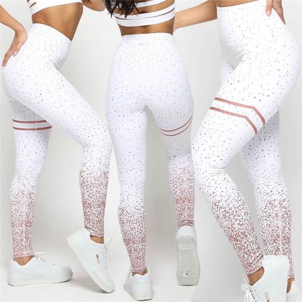 Womens High Waisted Gym Leggings Sequin Glitter Running Gym Stretch Sport Pants