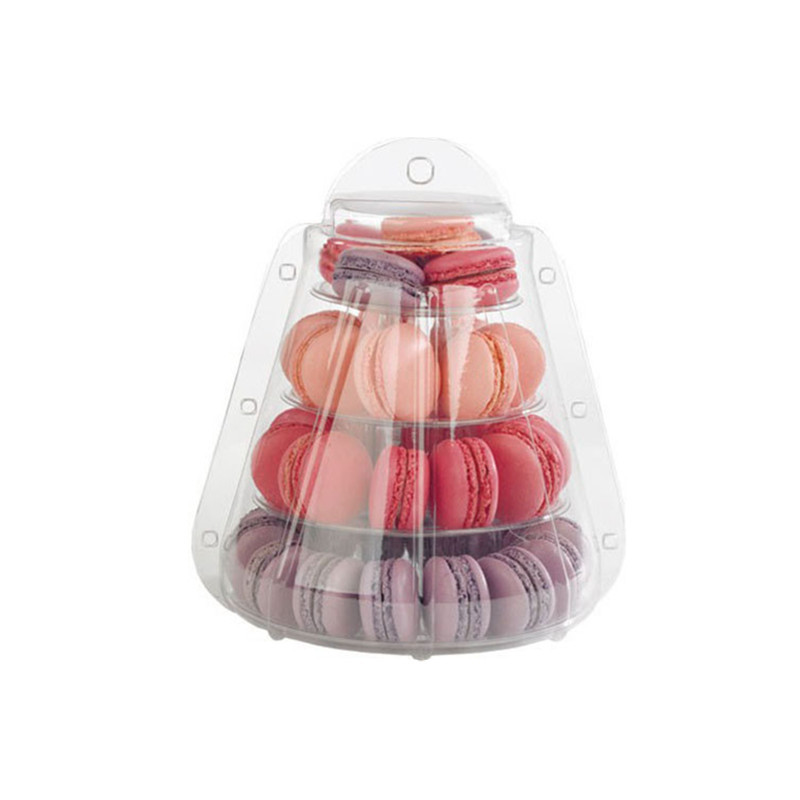 Устранимый 4 слоя пластиковое Macaron упаковывая мини башню Macaron с ручкой