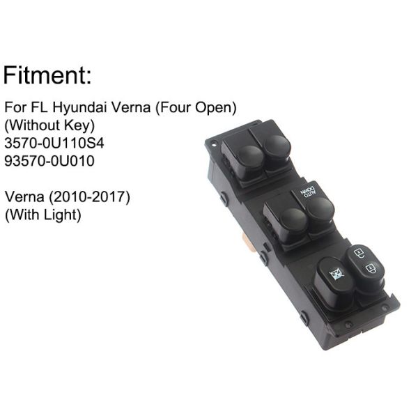 No Key Hyundai Electric Window Switch 4 Door 93570-1R111 Car Power Window Switch