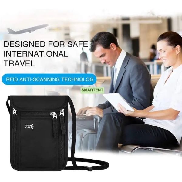 Custom Waterproof Travel Bags Neck Wallet RFID Blocking Passport Holder With Shoulder Strap