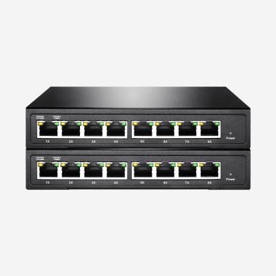10, 100, 1000M RJ45 Switch PoE não gerenciado 8 portas IEEE802.3at 802.3af, Plug-and-Play