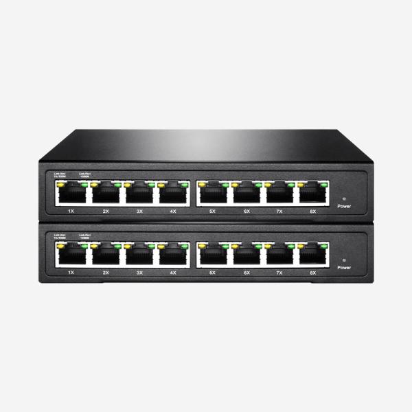 10, 100, 1000M RJ45 Switch PoE não gerenciado 8 portas IEEE802.3at 802.3af, Plug-and-Play