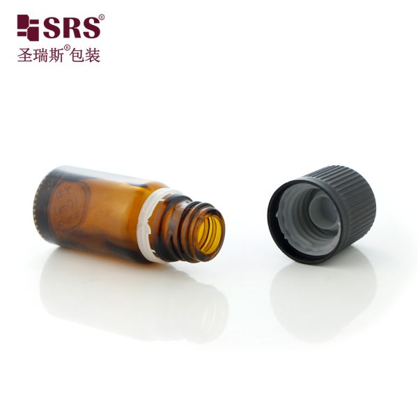 Screw Type Injection Black Color Child Proof Cap Glass Bottles Essential Oil Bottle 50ml