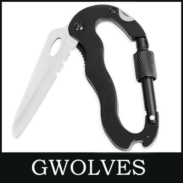Outdoor Multifunction Folding Carabiner Knife Cutting Tool with Customization Options