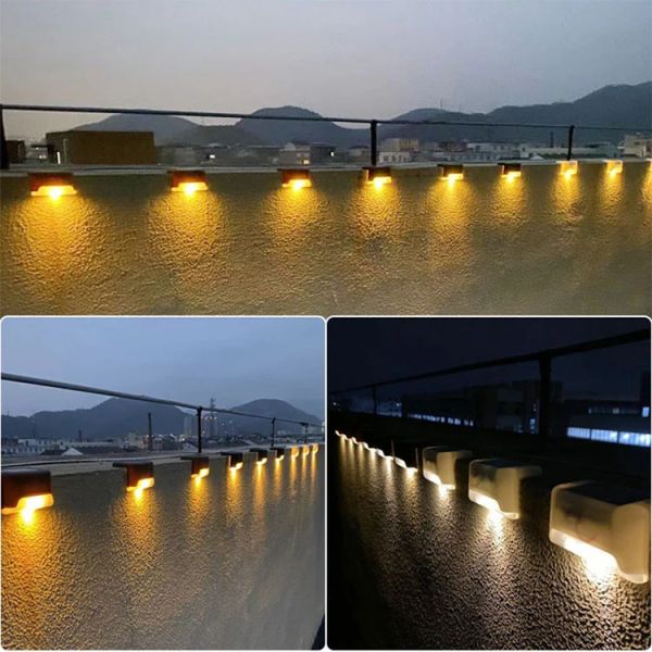300lm Luminous Flux Solar Deck Step Railing Stairs Lights for Outdoor Garden Lighting