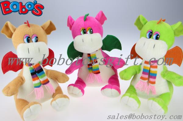 100% Polyester Green Cuddly Plush Dinosaur Toy With Scarf For Kids