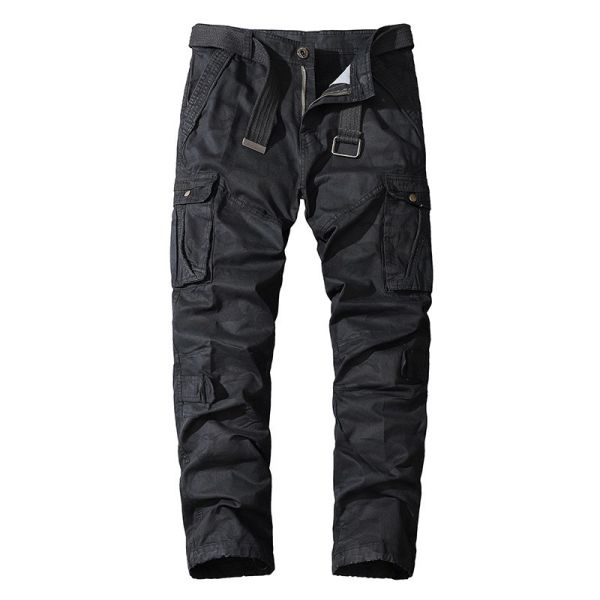 Men's Multi-Pocket Camouflage Overalls in Pure Cotton with Mid Waist and Straight Fit