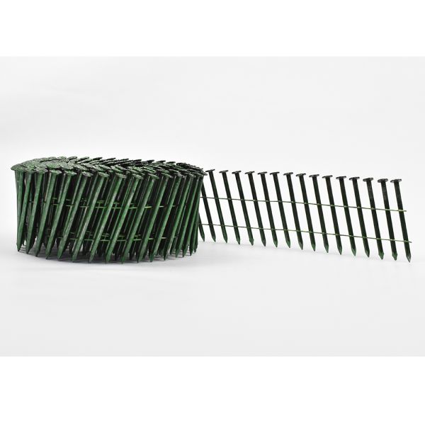 Yellow Coated Galvanized Coil Nails Q235 Material For Wood Pallet 15 Degree