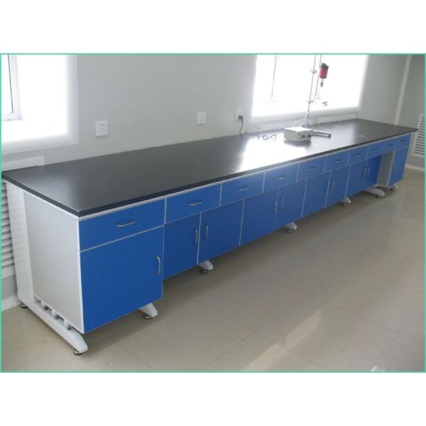 Modern Science Lab Benches Blue Strong With Steel And Wood Material