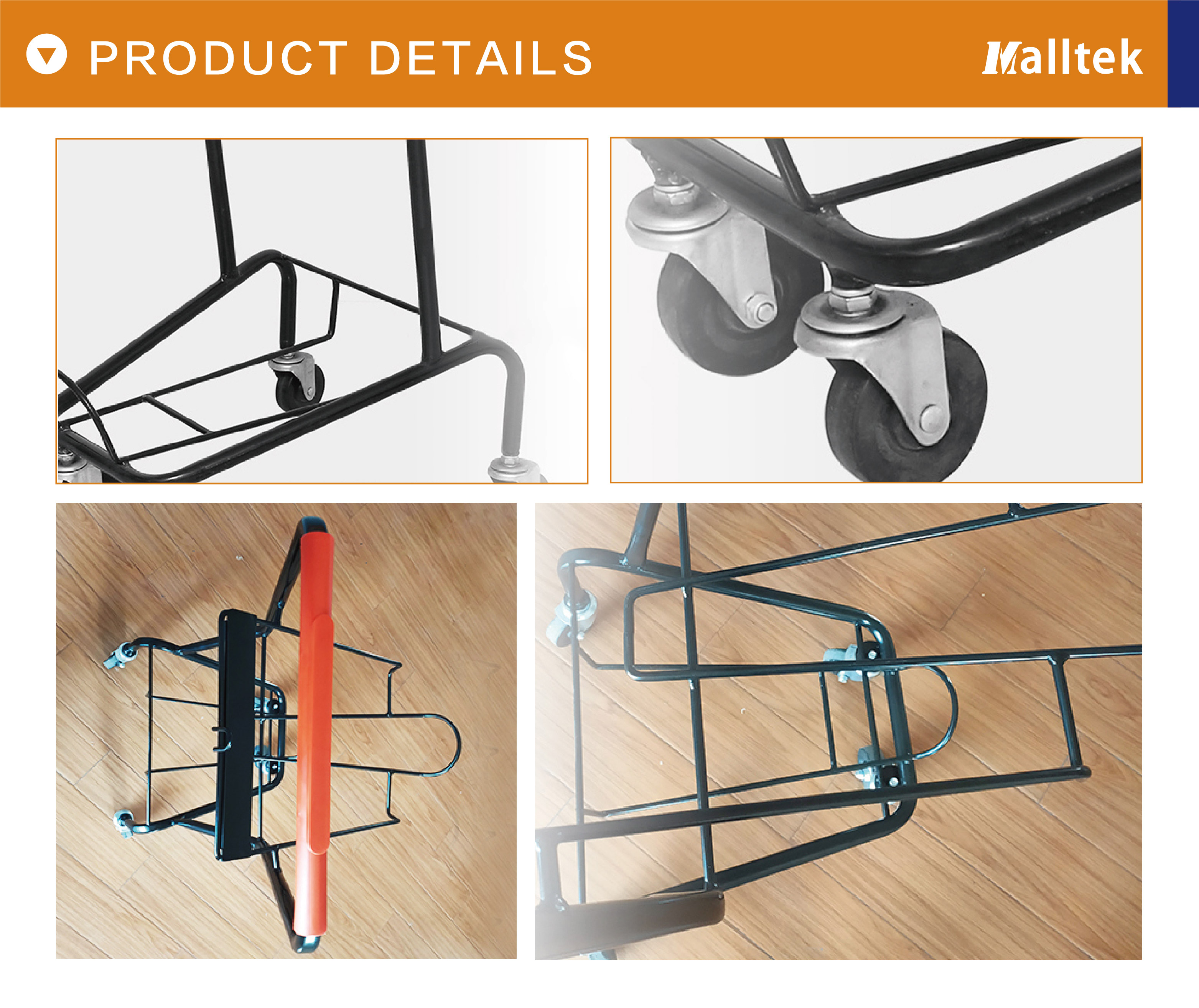 2 Tier Supermarket Shopping Trolley Basket Cart with Durable Zinc Powder Coated Finish and Custom Logo Printing for Grocery