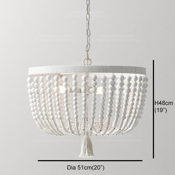 Weathered White wood beads chandelier lighting Pendant bedroom white chandelier(WH-CI-148)