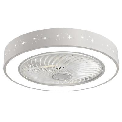 Ventilateurs de plafond intelligents Ventilateurs avec lumières télécommande Lampes de décoration de chambre à coucher 52cm Lampe invisible à l'air Lamelles rétractables silencieux