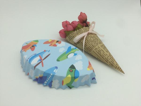 PET Film Green Cupcake Wrappers , Light Blue Color Cups Cupcake Liners Dessert Decor