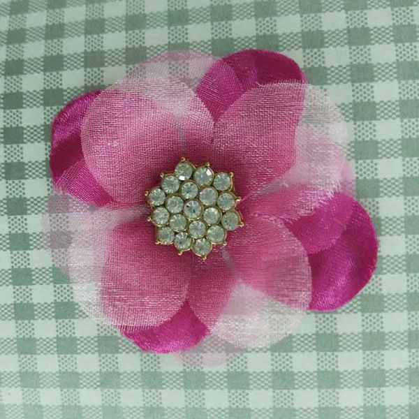 Colorful Toddler Girl Hair Accessories Satin Chiffon Individual Flowers With Diamond