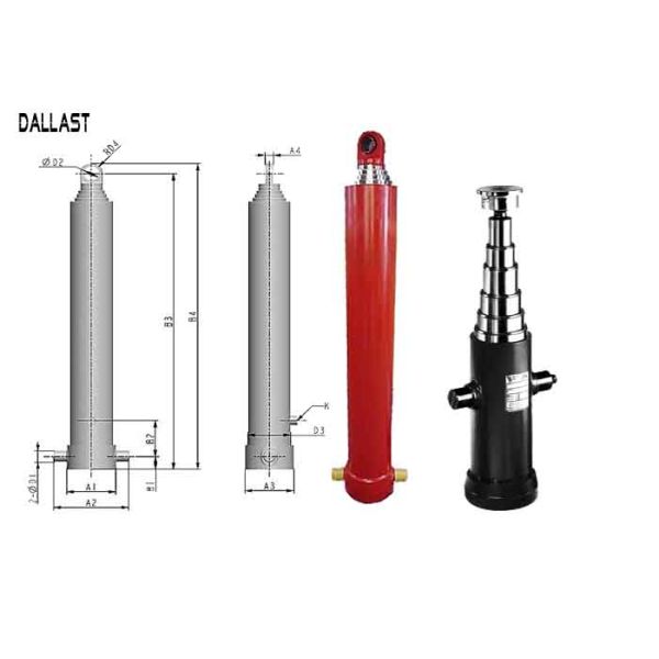 Telescoping Hydraulic Ram Single Acting 3 / 4 / 5 Stages for Dump Truck