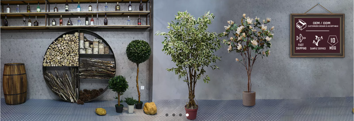 Plastic Artificial Potted Floor Plants Boston Fern Leaves For Decor