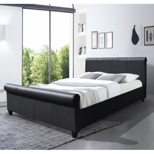 Wholeasle Upholstered bed black Faux Leather bed