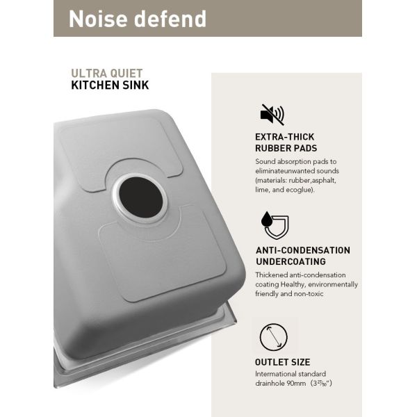 0.9mm Thick Top Mount Kitchen Sink , 20 Gauge Stainless Steel Single Basin