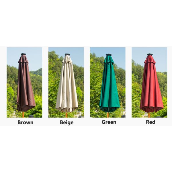 Solid Wood Round Parasol Sun Umbrellas for Outdoor Camping Cafe Patio Garden Furniture