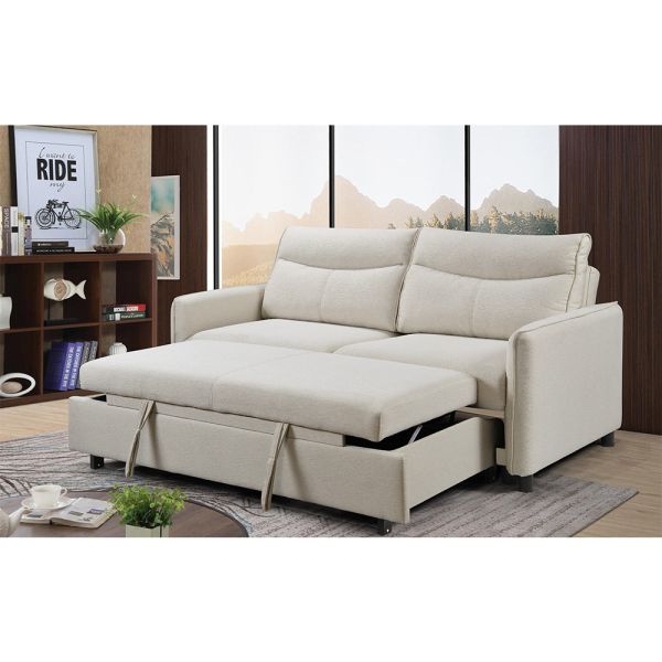 Nordic Top grade Indoor-Decoration new easy to clean linen fabric 3seater with fold out king size Upholstered sofa