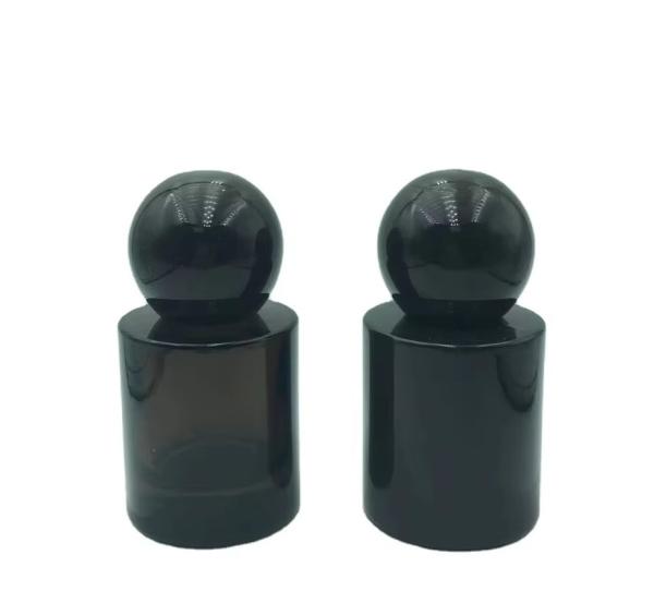 Custom 30ml & 50ml Luxury Glass Perfume Bottles  Mist or Serum Pump Glass Bottle Round Ball Cap for Serum Product