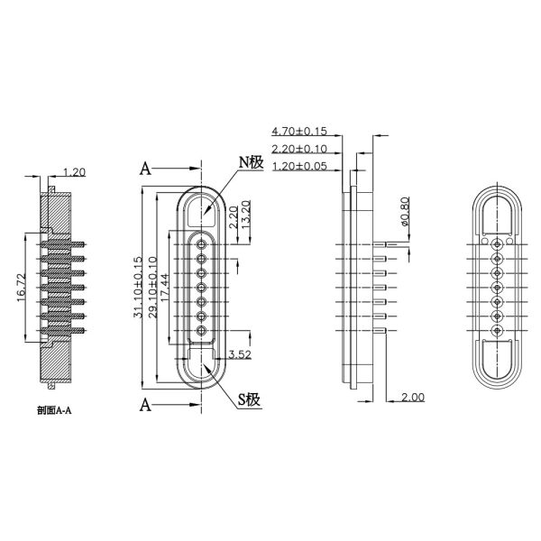 Male Female 7 Pin Magnetic Connector 12V Magnetic Power Connector 3A High Test Life