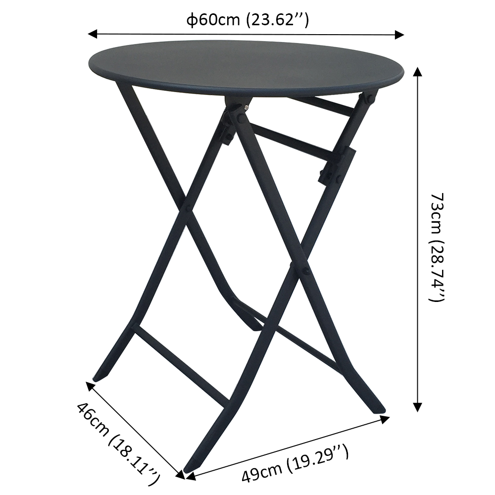 Wholesale Price Outdoor Furniture Iron Frame Folding Table and Chair Black Rust Prevention Fold Chairs and Round Table