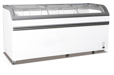 Energy Saving Ice Cream Display Chest Freezer , 828L Curved Glass Door Deep Freezer