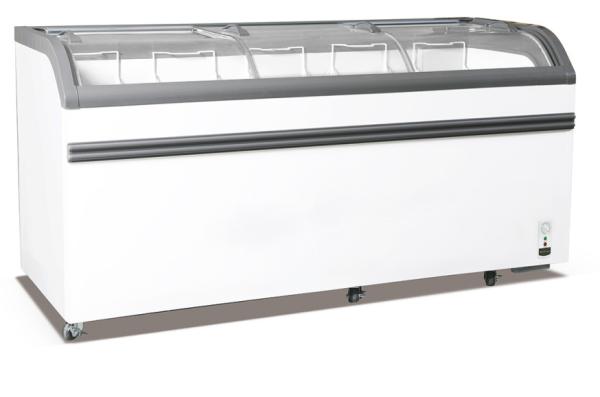 Energy Saving Ice Cream Display Chest Freezer , 828L Curved Glass Door Deep Freezer