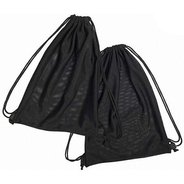 Black Nylon  Travel Shoes Mesh Drawstring Bags Waterproof Tear Resistant