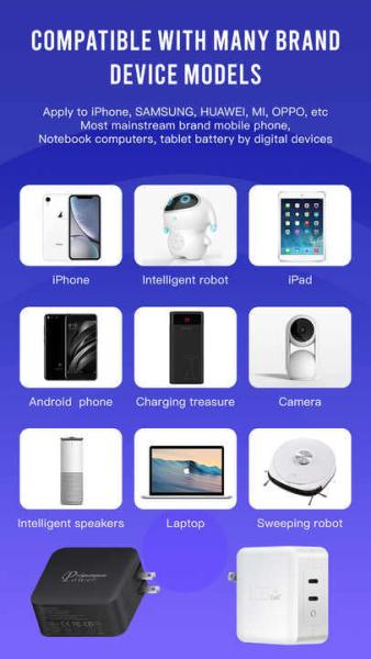 100W Dual USB-C Wall Charger with US Plug for Laptop and Phone