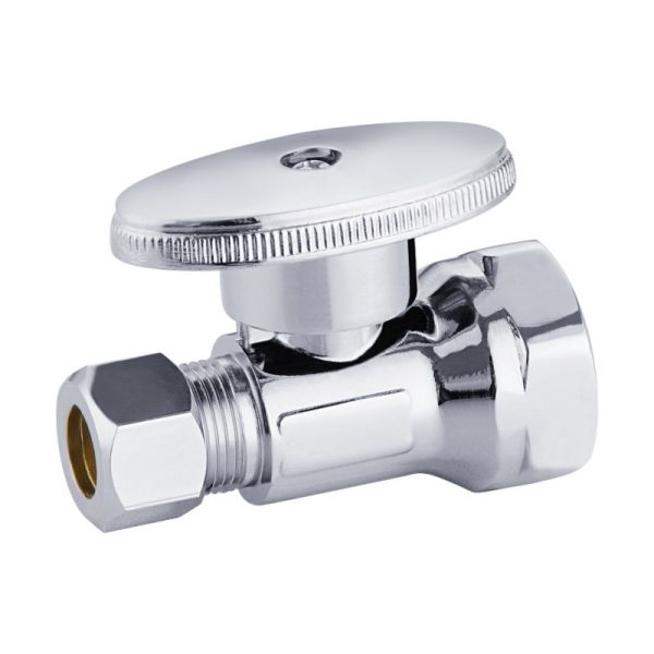 American Standard 90 Degree Angle Stop Valve Quarter Turn Brass Chrome Plated Angle Valve for Bathroom Toilet Sink Water Heater