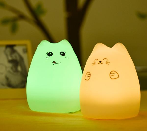 3 AAA Tabletop Night Light Lamp  , DC5V Cat Silicone Soft Touch Night Light