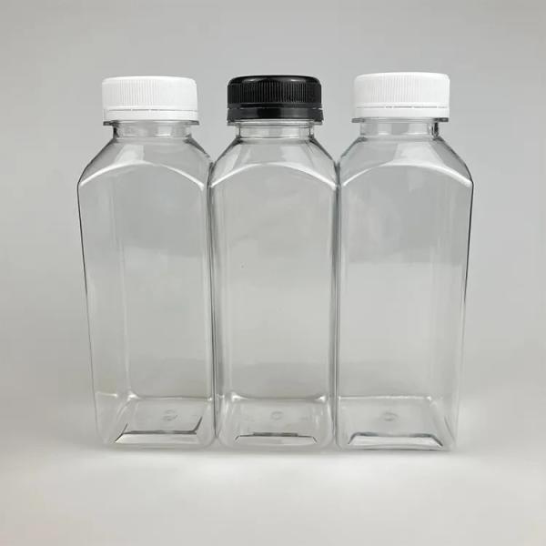 250ml 350ml 500ml Juice Bottle BPA Free Empty Square Shape Plastic PET Beverage Bottle For Juice Packing
