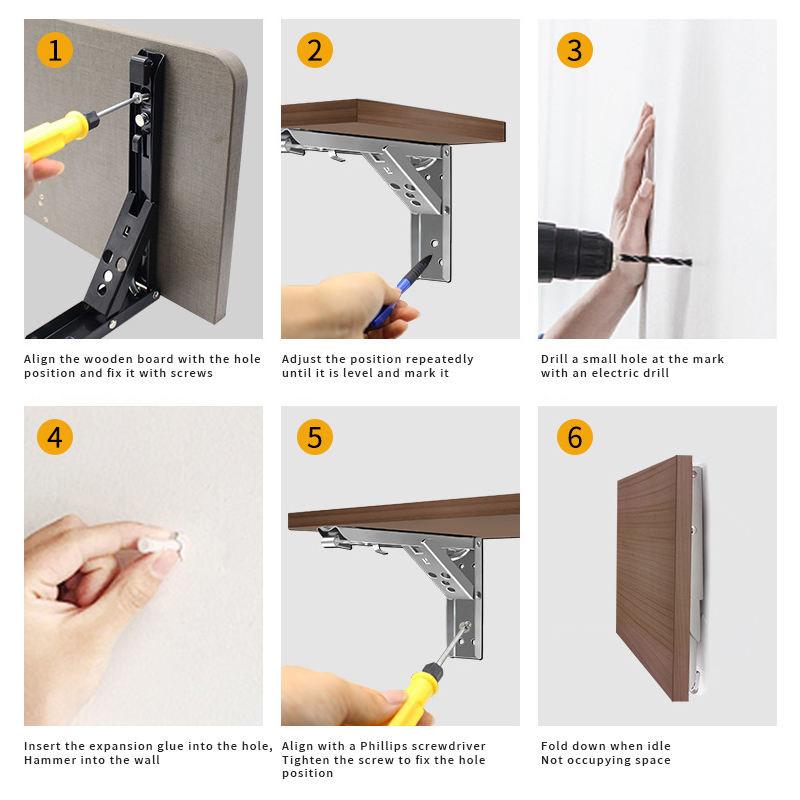 Floating Shelf Mounting Brackets Air Conditioner Wall Hanging Triangle Folding Metal Bracket For Cabinet