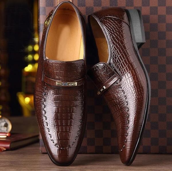 High Quality Men Business Leather Shoes Imitating Crocodile Pattern Leather Shoes