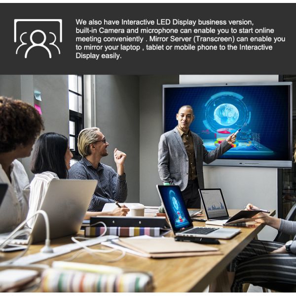 Multi Touch Screen Anti Glare Mobile Stand Lcd Digital Interactive Smart Board 55 65 75 Inches Interactive Flat Panel