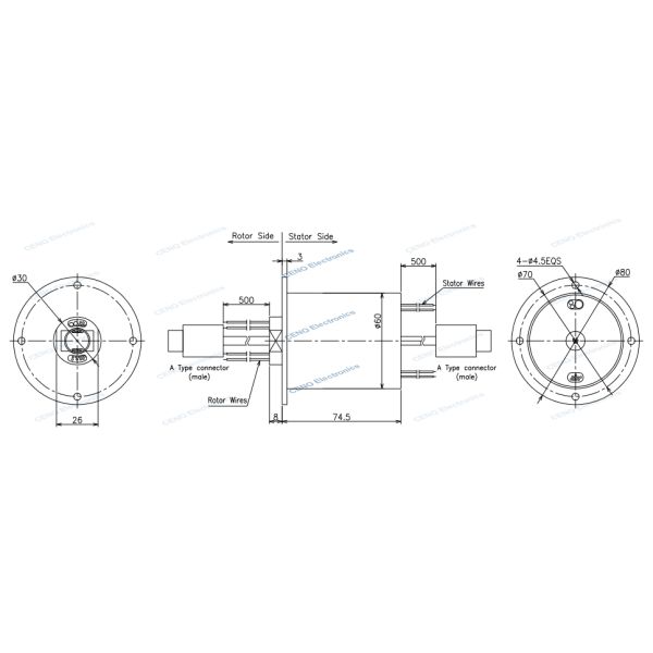 HDMI Capsule Slip Ring combined Electric Power Ethernet and USB signals