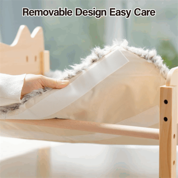 Wooden Small Cat Hammock Bed Indoor Cat Furniture Gift Pet Cat Bed Hammock