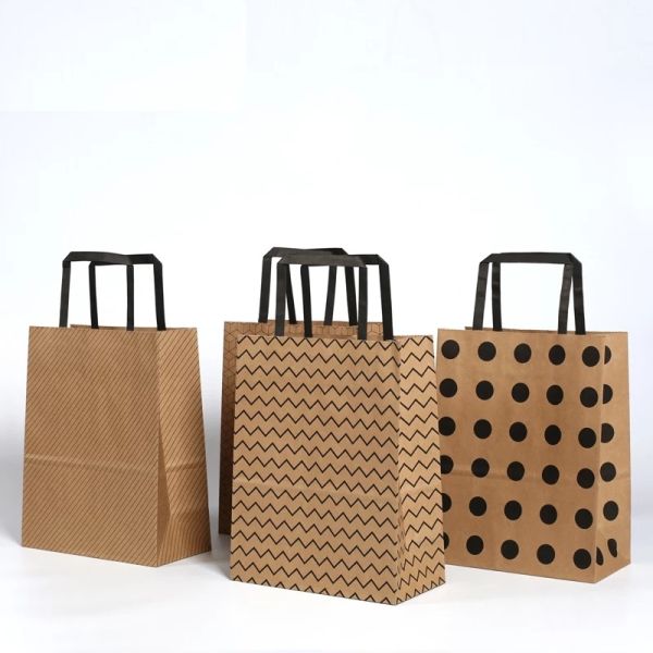 Eco Friendly Gift Shopping Handle 150GSM Printed Kraft Paper Bags