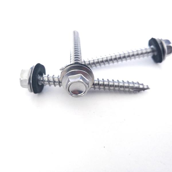 AISI 410 Type 17 Roofing Screws , ANSI Hex Washer Head Self Driving Screw SUS410 Inox