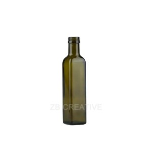 250ml Square Marasca Glass Olive Oil Bottle Screw Cap Dressing Sauce Container