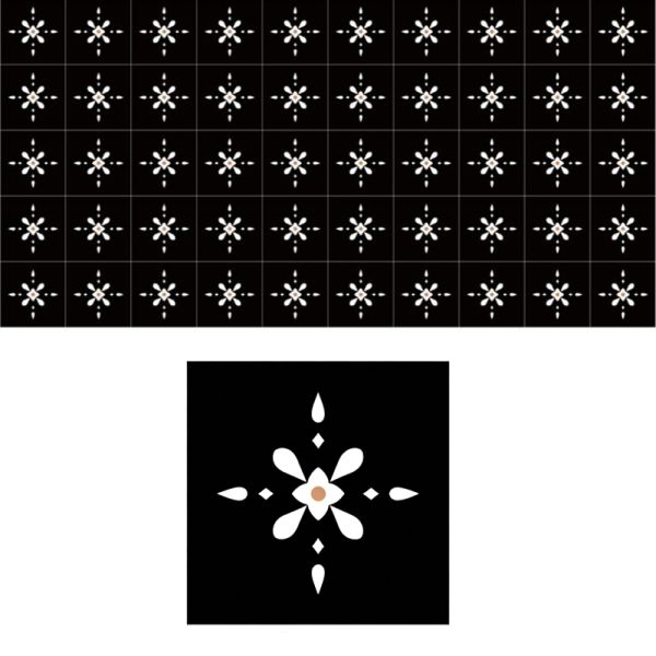 Exquisite Handcrafted High-density Black Color Cement Tile Mineral Pigments Eco-friendly Many Patterns Customizable for Floor