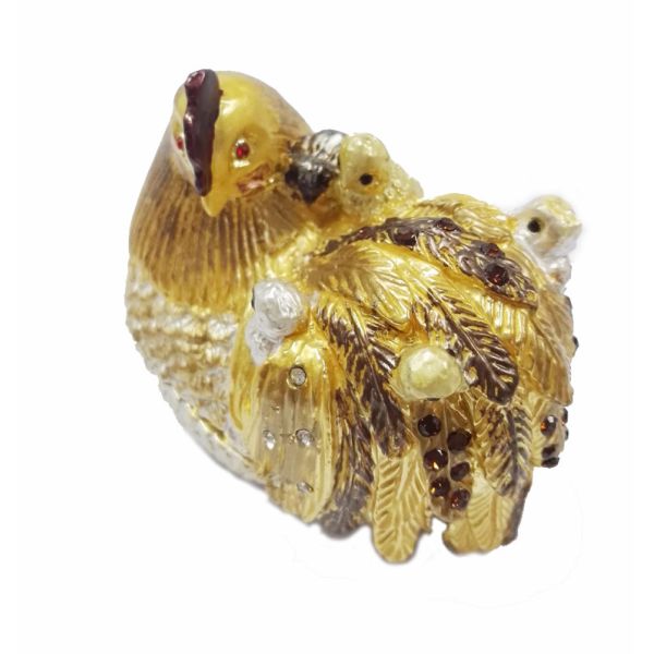 Fashion wholesale hen jewelry box metal pewter hen trinket box