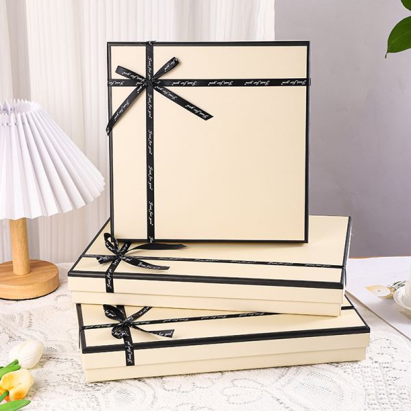 Scarf Packaging Box Clothing Packaging Gift Box Top And Bottom Cover Beige Simple Gift Box