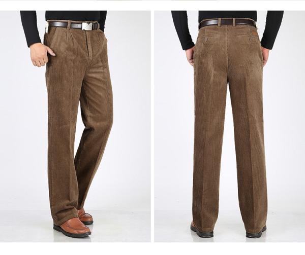 Custom Logo Made Men's 100% Cotton Corduroy Trousers Business Straight Pants for Men