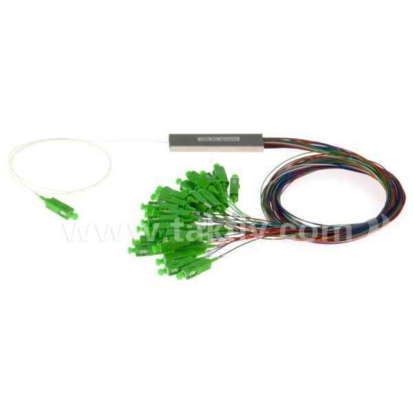 Fiber Optic PLC Splitter 0.9mm colored outlets Mini Steel Tube SC APC/UPC for Data Center Telecom FTTX
