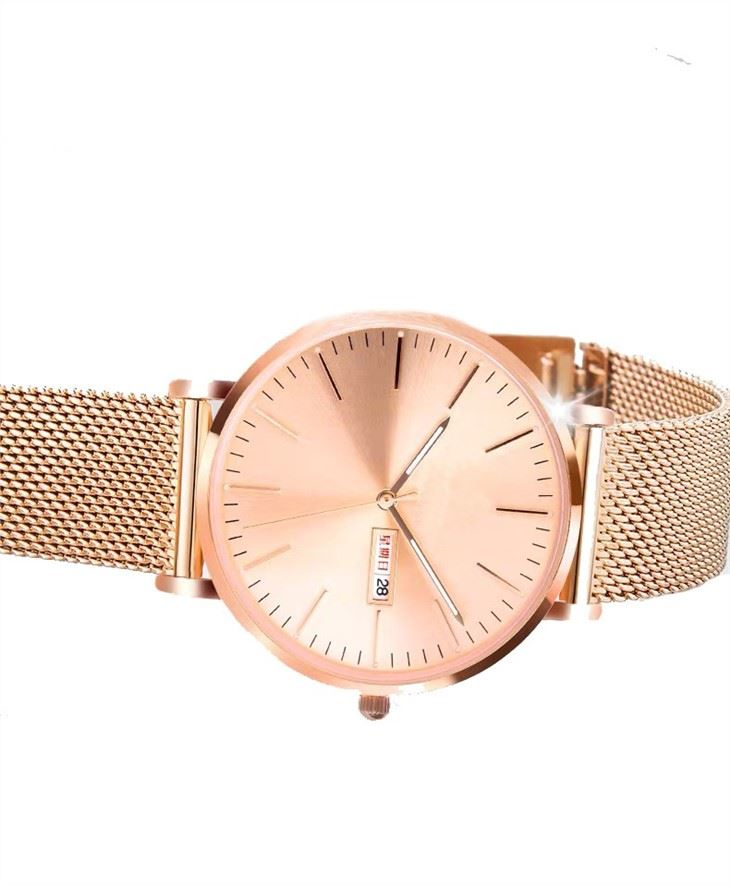 Rose Gold Women Quartz Wrist Watch 3BAR Waterresistant 3Needles